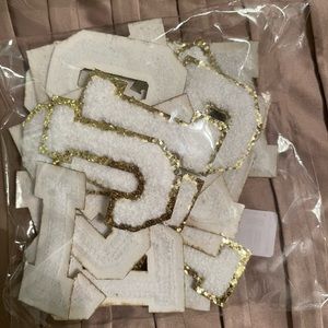 White & Gold Puffy Letters, Iron-On Appliqués